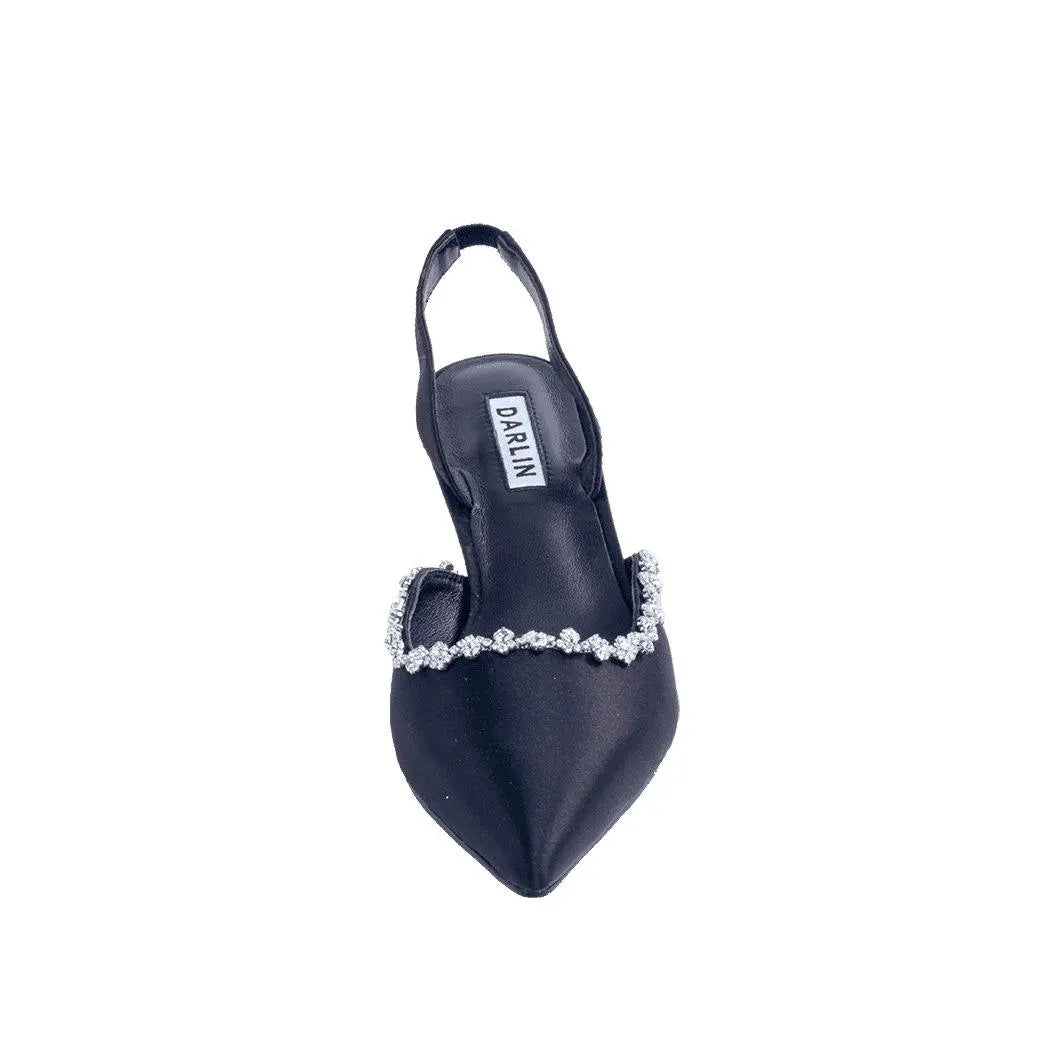 2 INCHES BLACK SLINGBACK - DARLIN