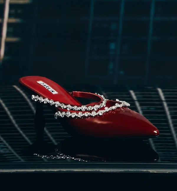 2 INCHES GLOSSY MERLOT RED LEATHER DARLIN Footwear DARLIN ดาริน