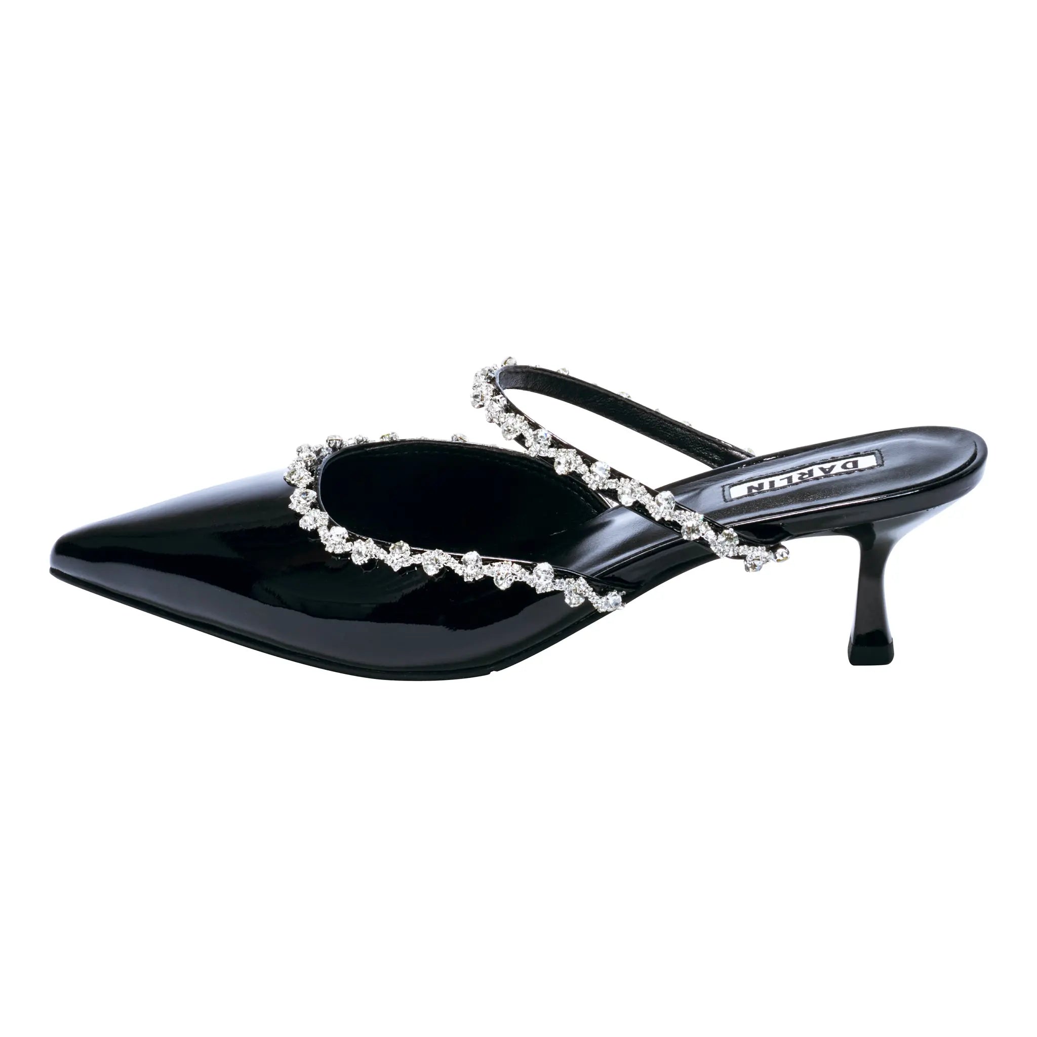2 INCHES GLOSSY BLACK LEATHER - DARLIN ดาริน