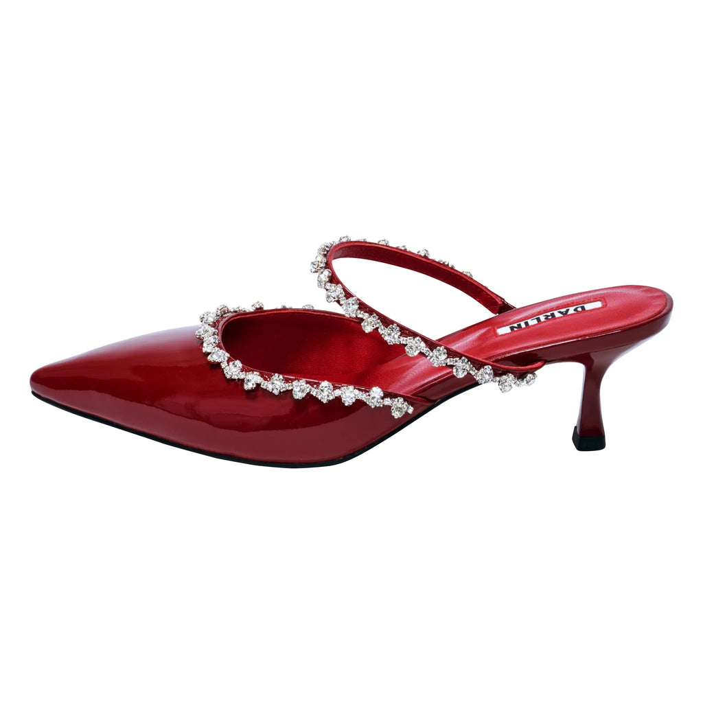 2 INCHES GLOSSY MERLOT RED LEATHER DARLIN Footwear DARLIN ดาริน