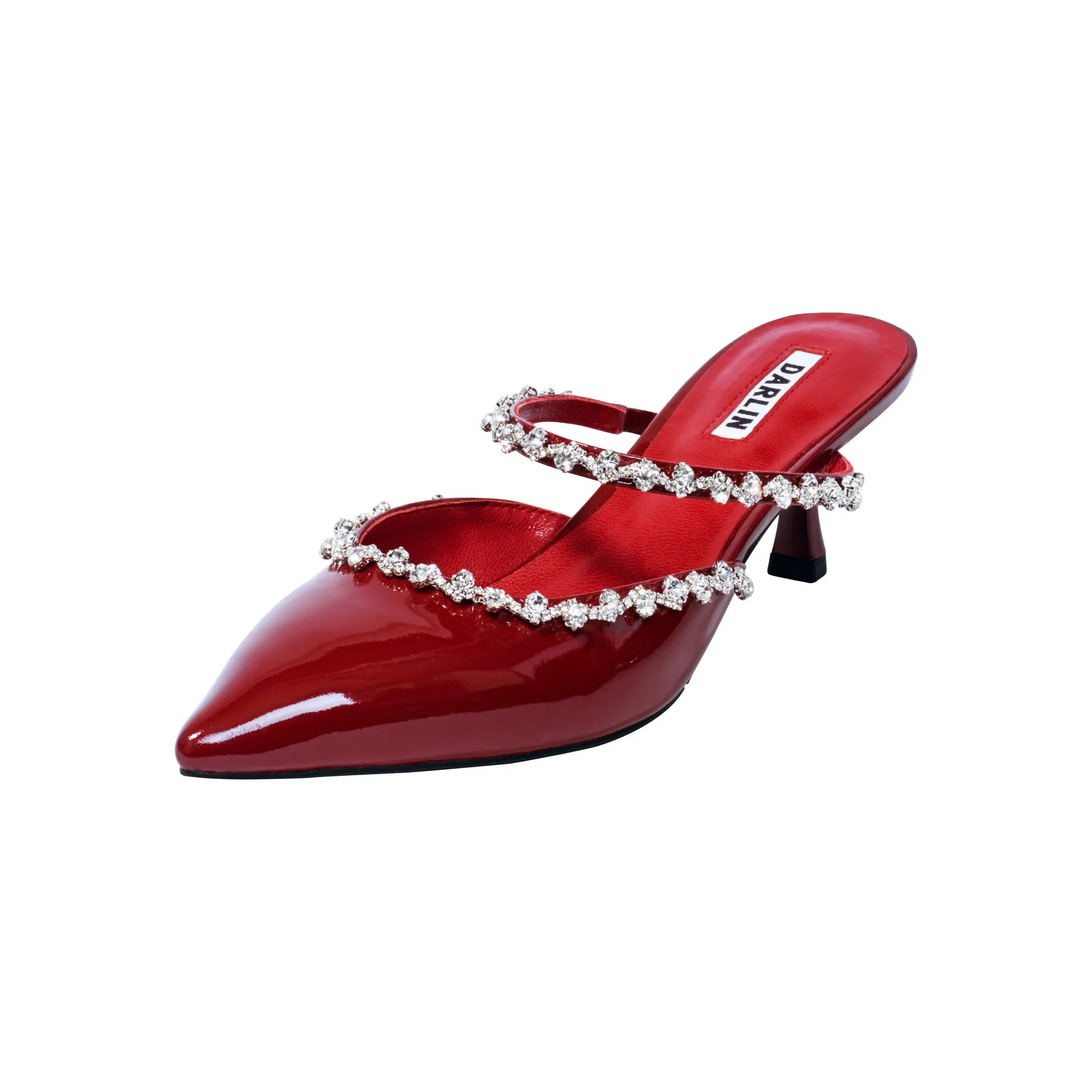 2 INCHES GLOSSY MERLOT RED LEATHER DARLIN Footwear DARLIN ดาริน