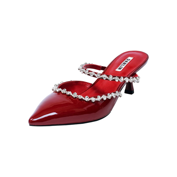 2 INCHES GLOSSY MERLOT RED LEATHER DARLIN Footwear DARLIN ดาริน