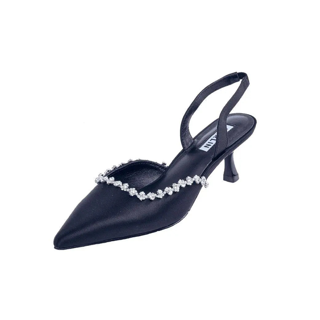 2 INCHES BLACK SLINGBACK - DARLIN