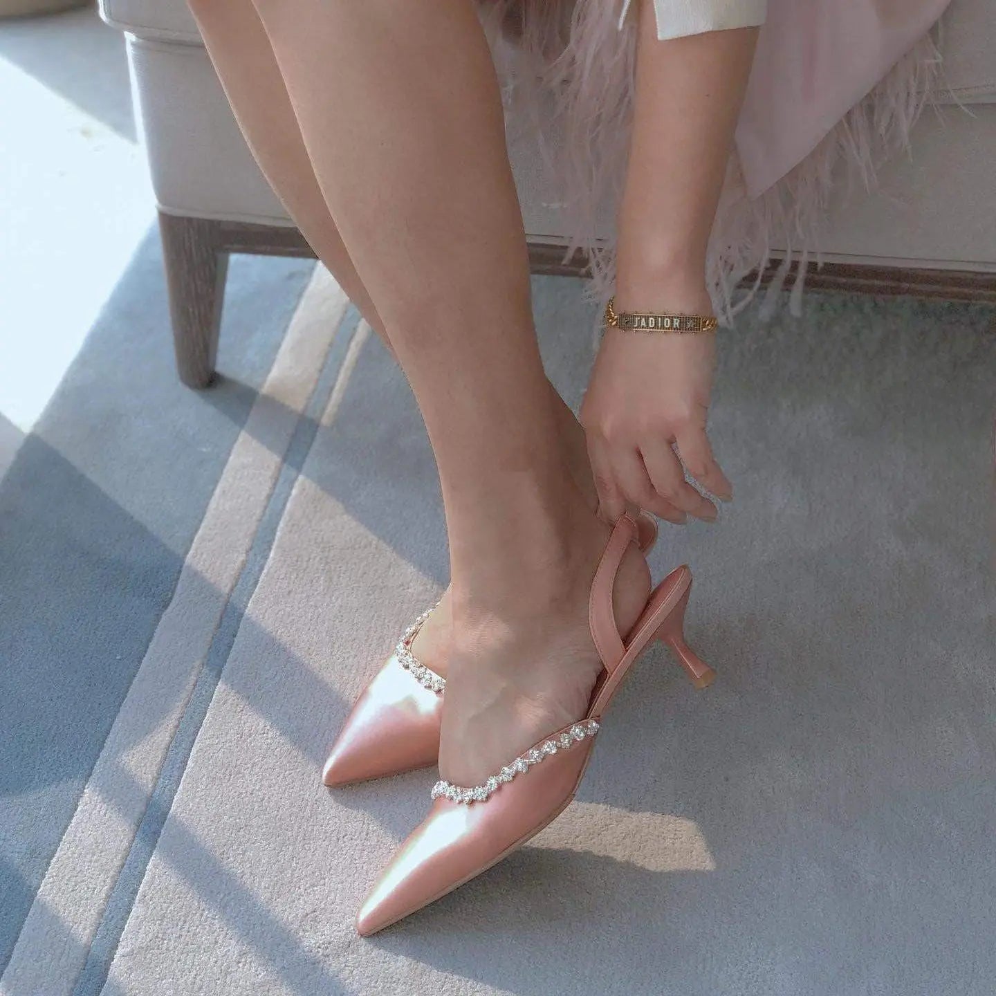 2 INCHES ROSE GOLD SLINGBACK HEEL - DARLIN