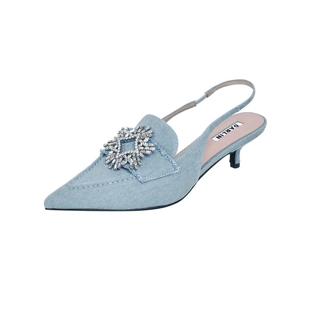 BLUE JEAN POSIE KITTEN HEEL - DARLIN ดาริน
